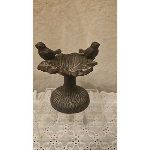 Cast Iron Mini Tabletop Decor Bird Bath/Feeder/Doorstop 5" H - Picture 1 of 3